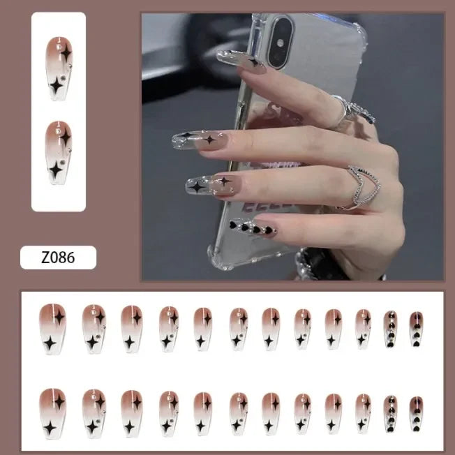 24pcs Multiple Styles Colourful Fake Nails Detachable Nails