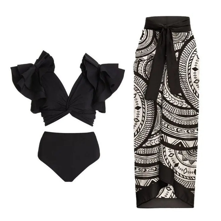 Push Up Women Bikini Set Floral Printed Ruffle Bikinis Strappy Swimwear-Swimwear-Bennys Beauty World