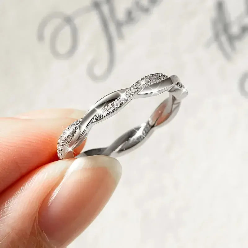 GRA Certified Moissanite Twisted Eternity Band Ring – 14K Gold Filled Engagement Ring for Women-Rings-Bennys Beauty World