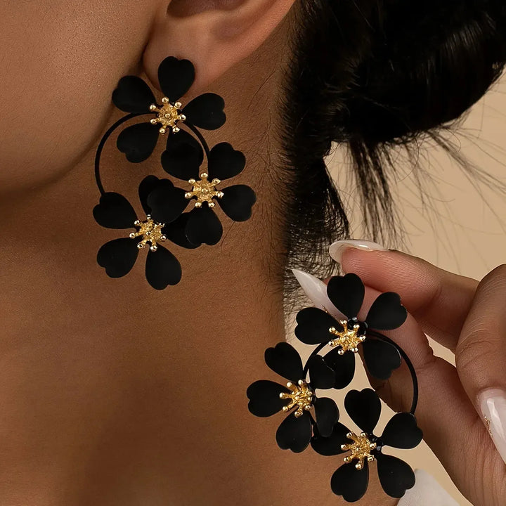 Botanical Flower Drop Earrings | Vintage Bohemian Style-earrings-Bennys Beauty World
