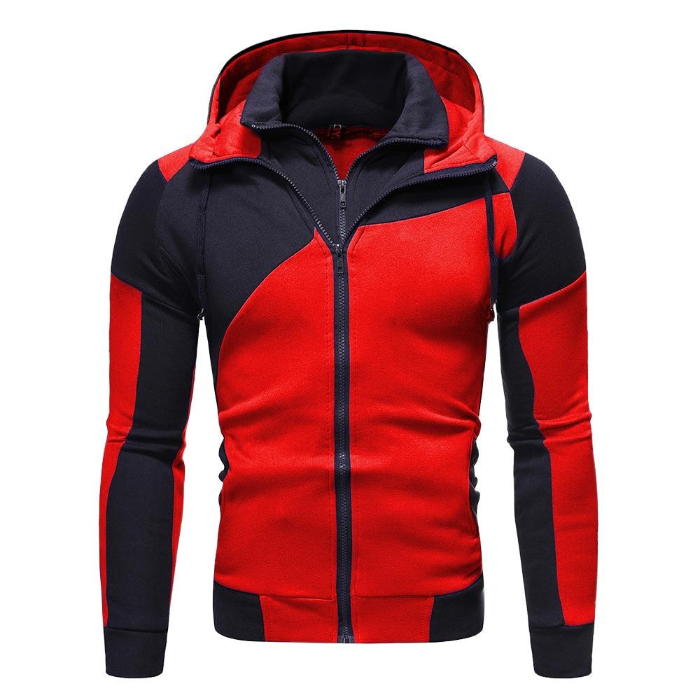 Men's Hooded Sweatshirts Colorblock Double Zipper Sweatshirt-Clothing-Bennys Beauty World