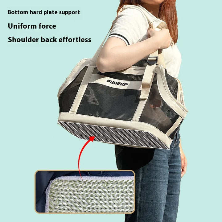 Summer Mesh Fabric Portable Travel Pet Bag