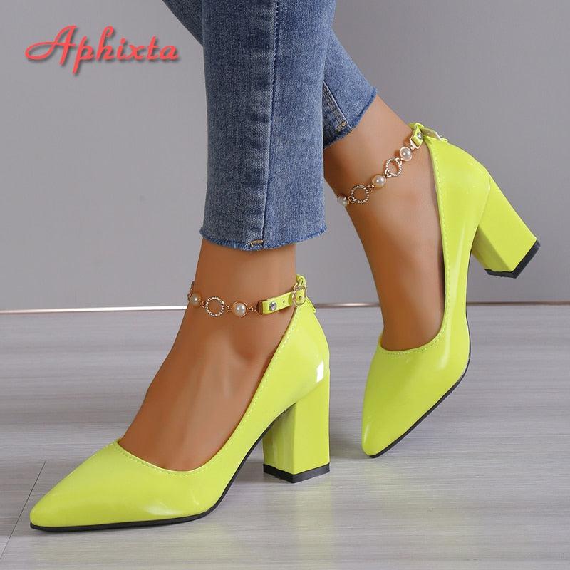 Luxury 7cm Chunky Heels Pumps Women Shoes-Shoe-Bennys Beauty World