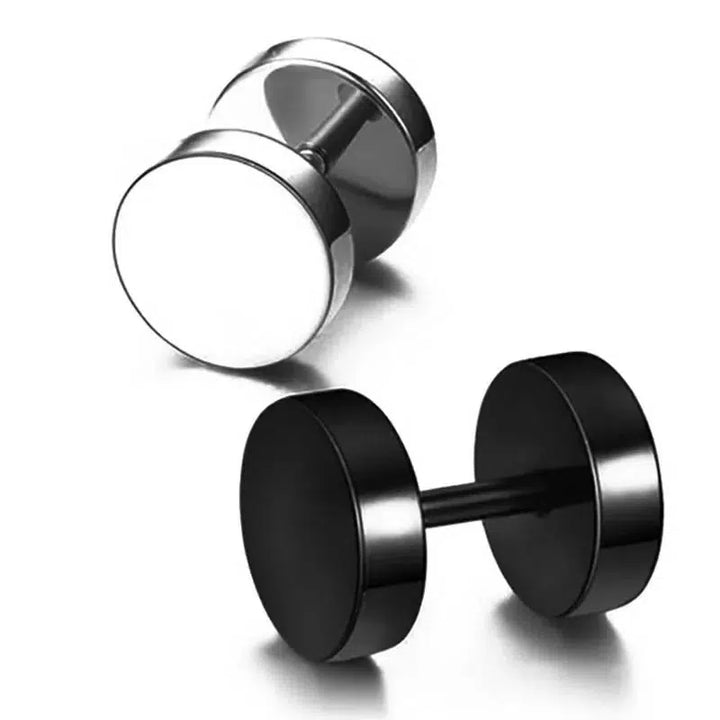 One Pair Black Stainless Steel Round Stud Earrings-Earring-Bennys Beauty World