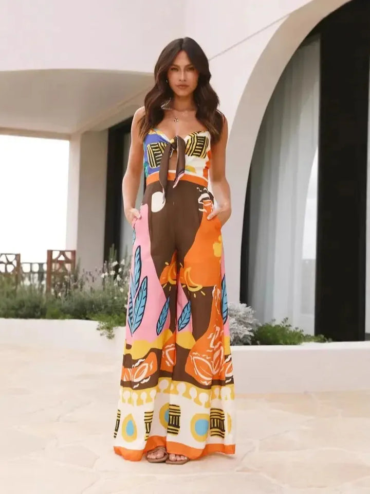 Bohemian Spaghetti Strap Jumpsuit for Women-Dress-Bennys Beauty World