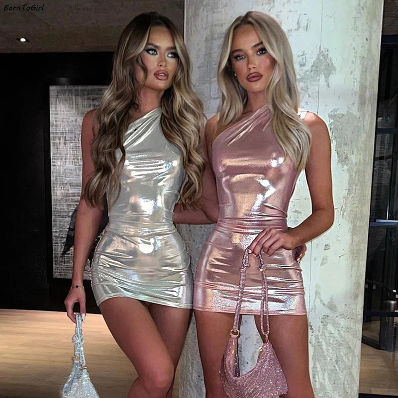 One-Shoulder Asymmetric Bodycon Mini Dress