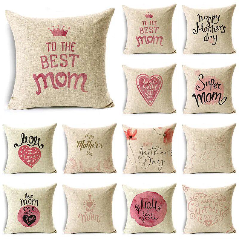 Mother&#39;s Day Linen Throw Pillowcase Home Sofa Bedroom Cushion Cover Pink Heart Gifts 40*40cm/45*45cm/50*50cm-Arlik interiors