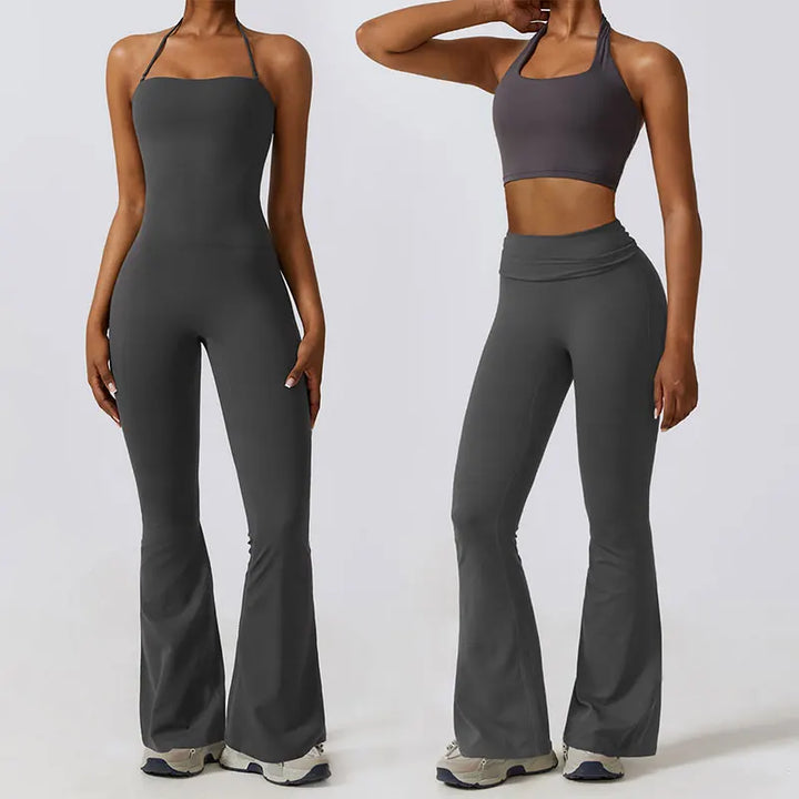 Women's Fitness Flare Pants One Piece Yoga Suit