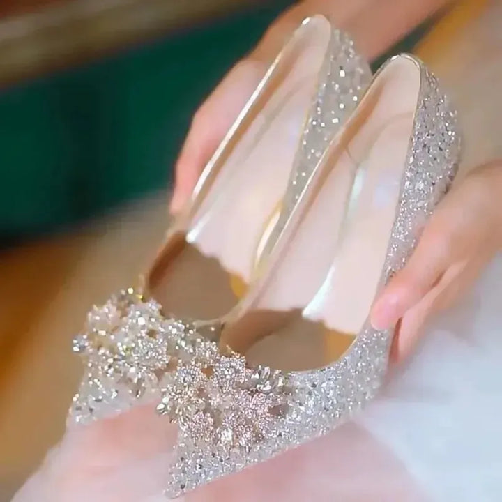 Women's Crystal Sequin Pointed Toe Pumps | Gold & Silver Heels-Shoes-Bennys Beauty World