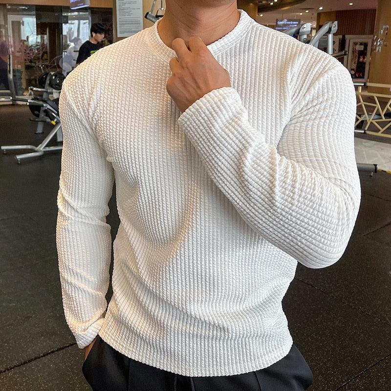 Men Fashion body-building Long Sleeve T-shirts-T-shirt-Bennys Beauty World