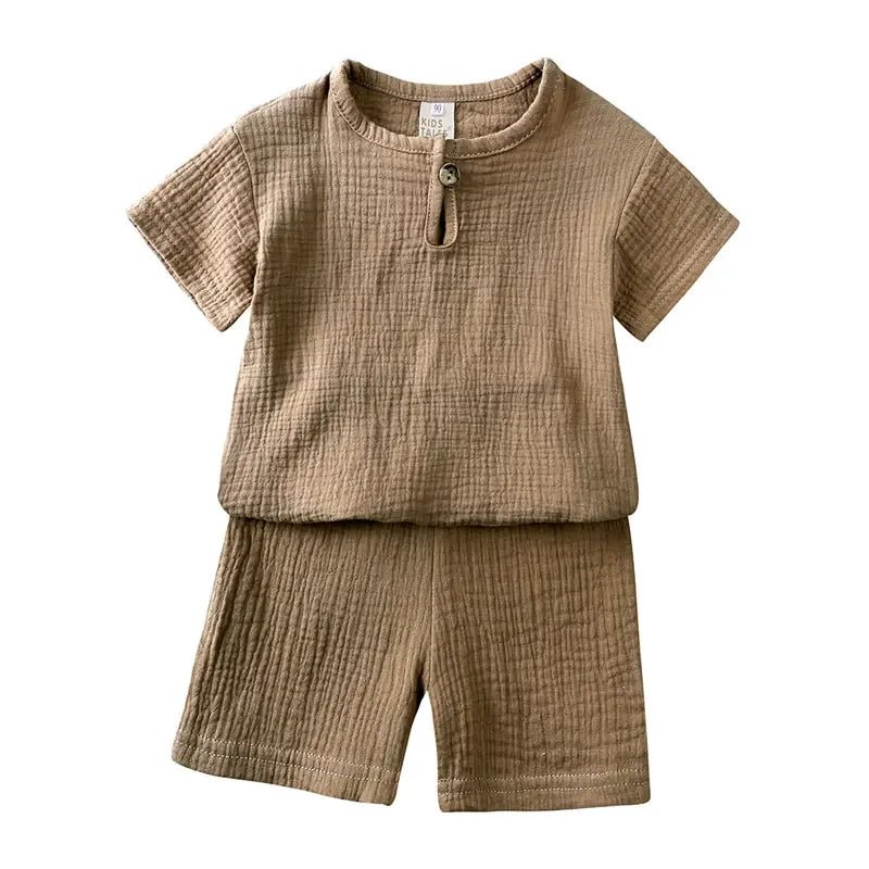 Summer Boy Clothing Sets Solid Color Short Sleeve Tops and Shorts - Bennys Beauty World