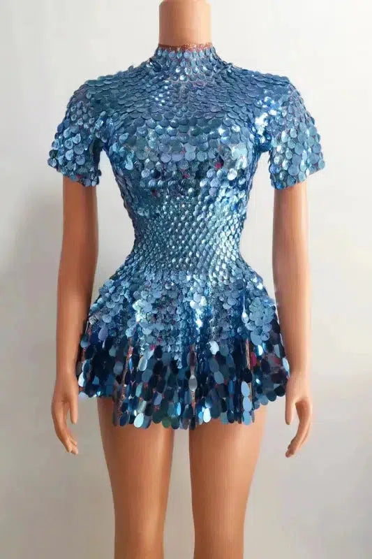 Rhinestone Sequin Mini Party Dress-Dresses-Bennys Beauty World