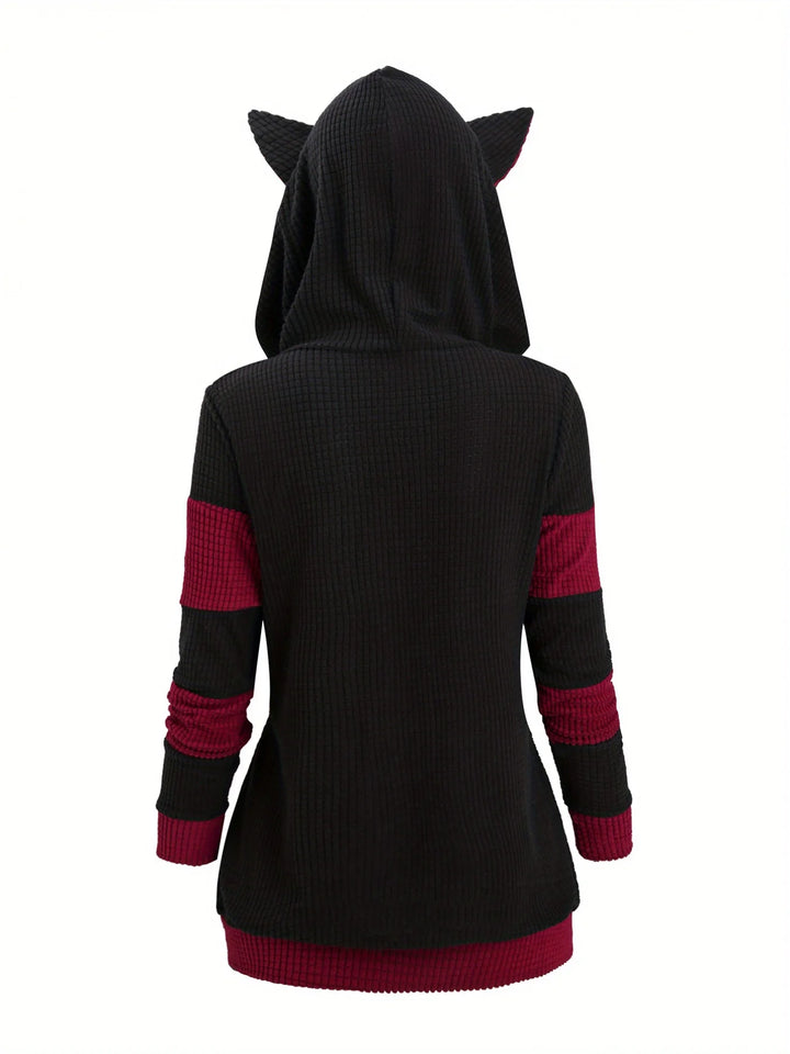 Women’s Cute Cat Ear Hooded Zip-Up Sweater Coat