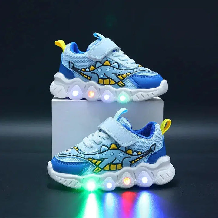 LED Kids Cartoon Dinosaur Boys Casual Sneakers-Shoes-Bennys Beauty World