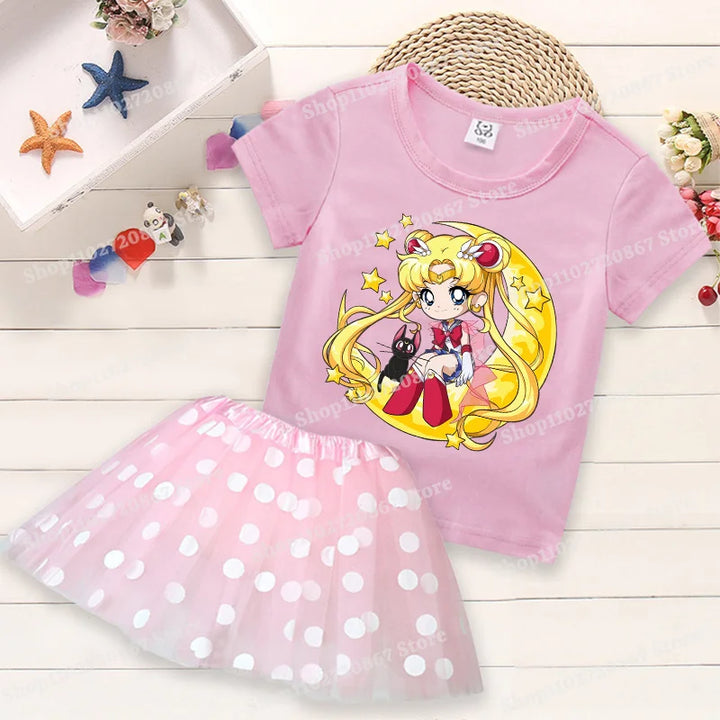 Summer Kids Girls Clothes Little Pony T-Shirt+Tutu Skirt 2pcs Clothing Sets