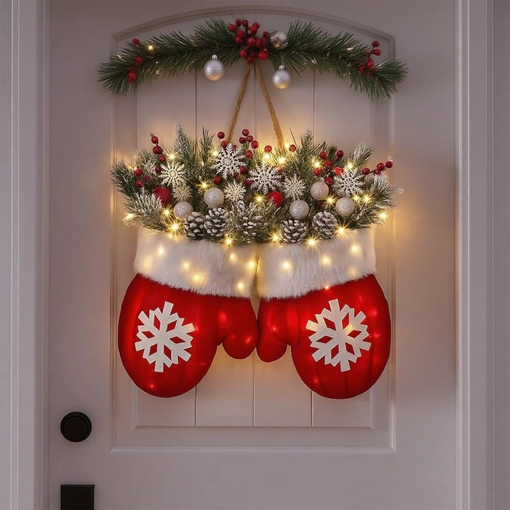 Christmas Garland Creative Glove-Shaped Simulated Flower Wreath
