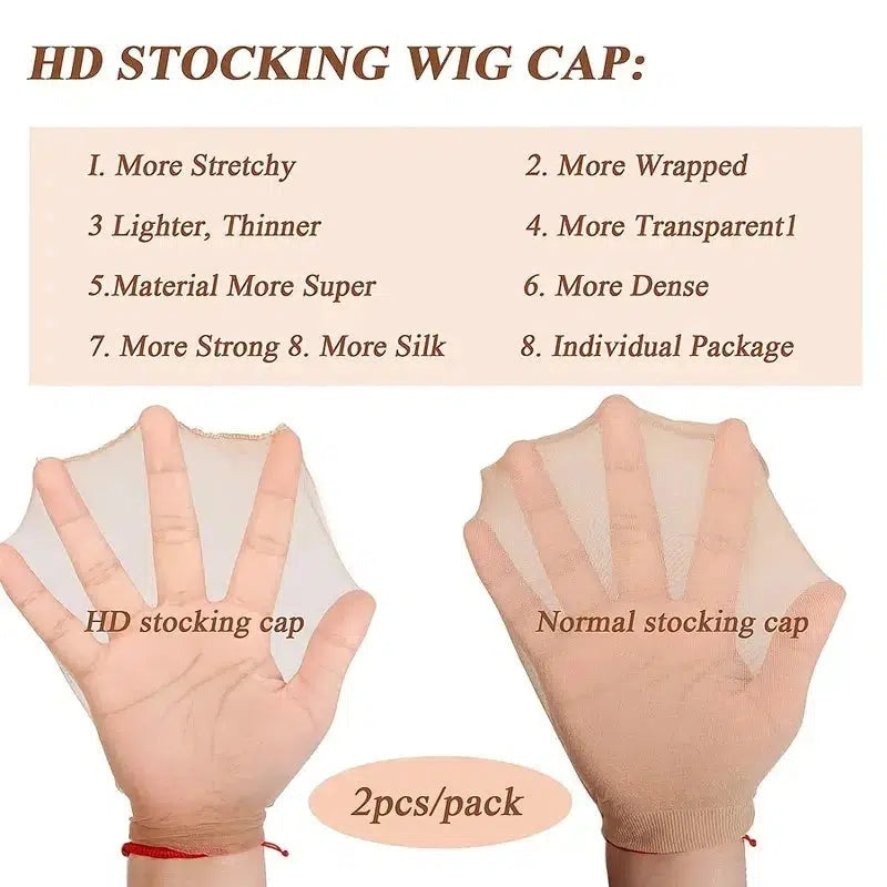 10Pcs Invisible Stocking Wig Cap for Lace Front Wig High-elastic Stretchy Breathable Nylon Wig Caps Ultra-thin Sheer Wig Cap-Bennys Beauty World