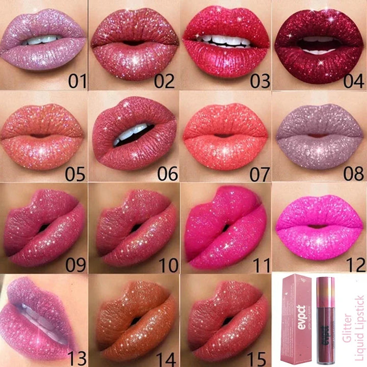 15 Colors Sexy Shimmer Diamond Glitter Matte Lip Gloss