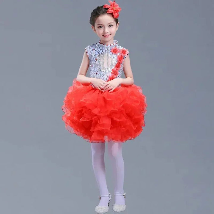 Girls Sequined Tutu Dance Dress – Princess Performance Costume for Kids - Bennys Beauty World