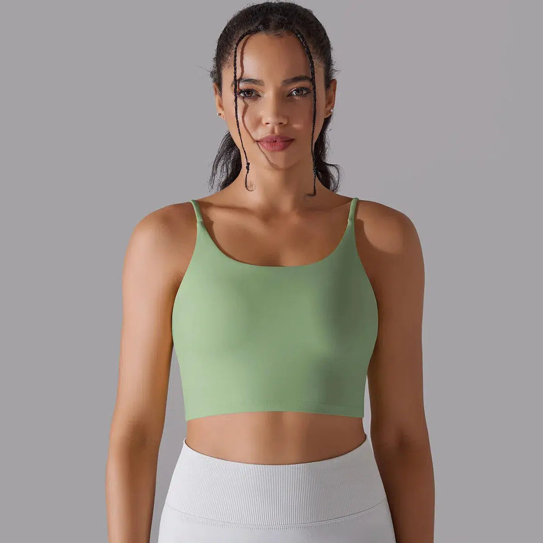 Women Solid Double Sided Nylon Bras Knitting High Elastic Tank Tops-crop top-Bennys Beauty World