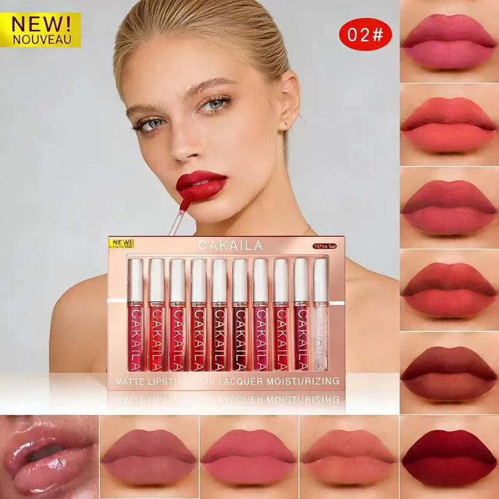 Matte Liquid Lipstick Set – 10 Piece Waterproof Velvet Lip Gloss