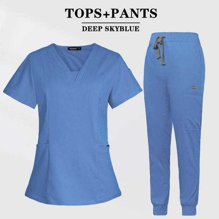 Multicolor Scrubs Short Sleeve Tops+Pants Nursing Uniform-Scrubs-Bennys Beauty World