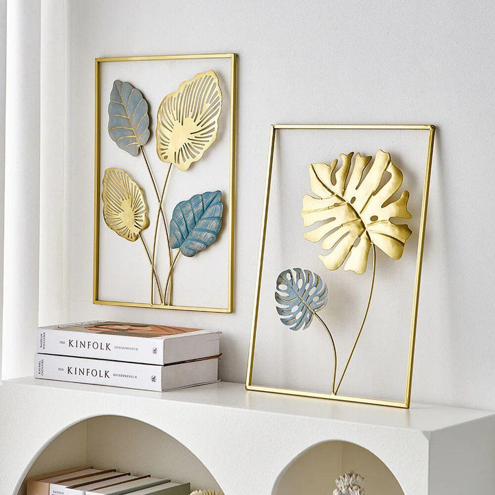 Nordic Home Wall Decor Wall Accessories Macrame Metal Wall Decor Modern Living Room Gold Ginkgo Leaf Wall Decor Wall Ledge Gift-Arlik interiors