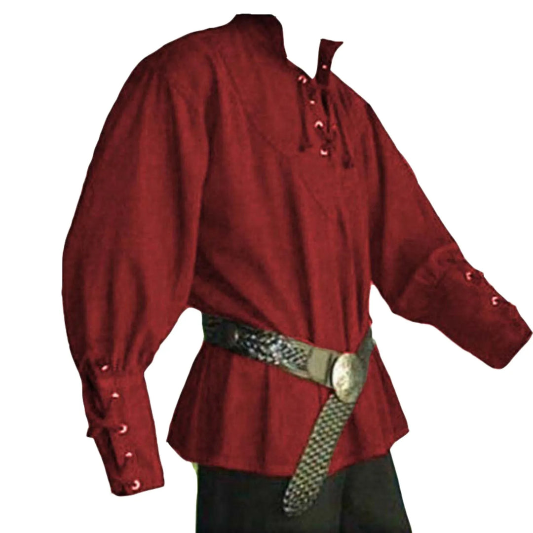 Men’s Medieval Bandage Shirt – Vintage Long Sleeve Casual Blouse-Shirt-Bennys Beauty World