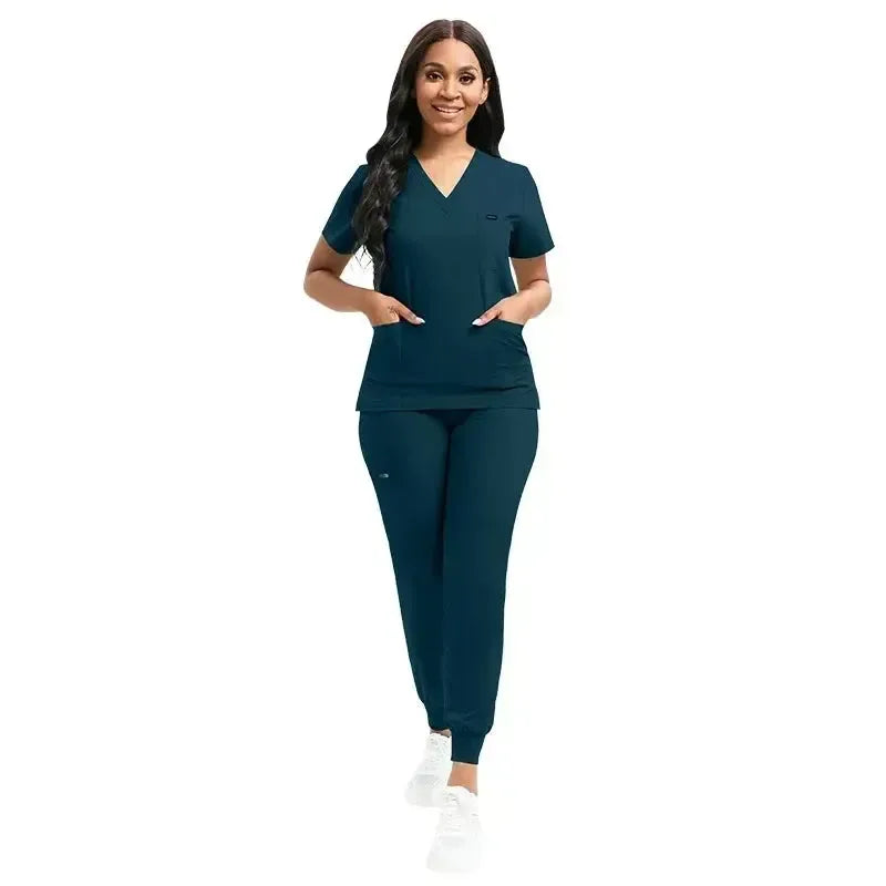 Multicolor Unisex Short Sleeve Medical Scrubs Set – Breathable V-Neck Uniforms-Scrubs-Bennys Beauty World