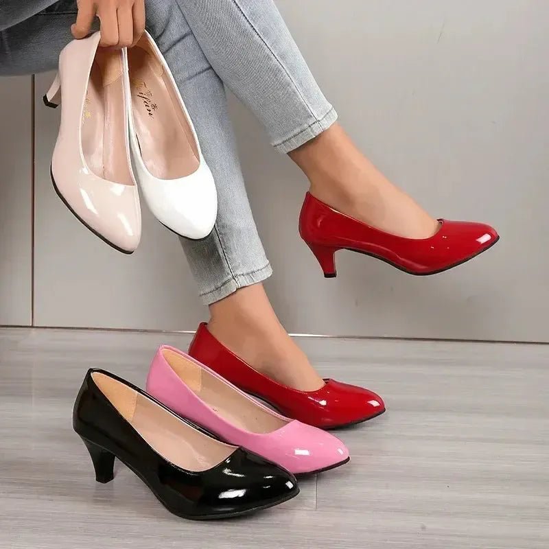 Women's Low Heel Round Toe Pumps | Office & Everyday Slip - On - Bennys Beauty World
