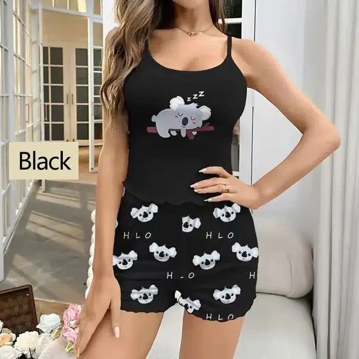 Women Pajamas Sleepwear Pajama Set Sports Camisole And Shorts-Dresses-Bennys Beauty World