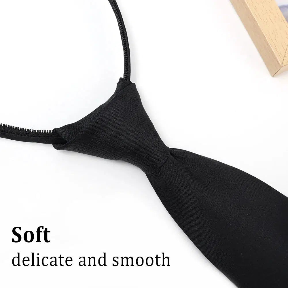 2/1pcs Unisex Black Simple Clip on Tie