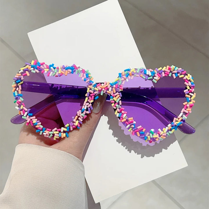 Heart-Shaped Sprinkle Sunglasses — UV400