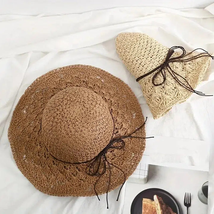 Women's Casual Travel Supply Sun Protection Beach Hat Raffia Straw Hat-Hat-Bennys Beauty World