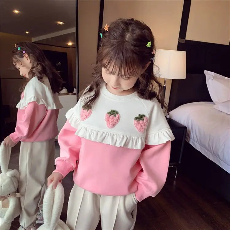 Girls Strawberry Pullover Sweatshirt | Ages 3–8