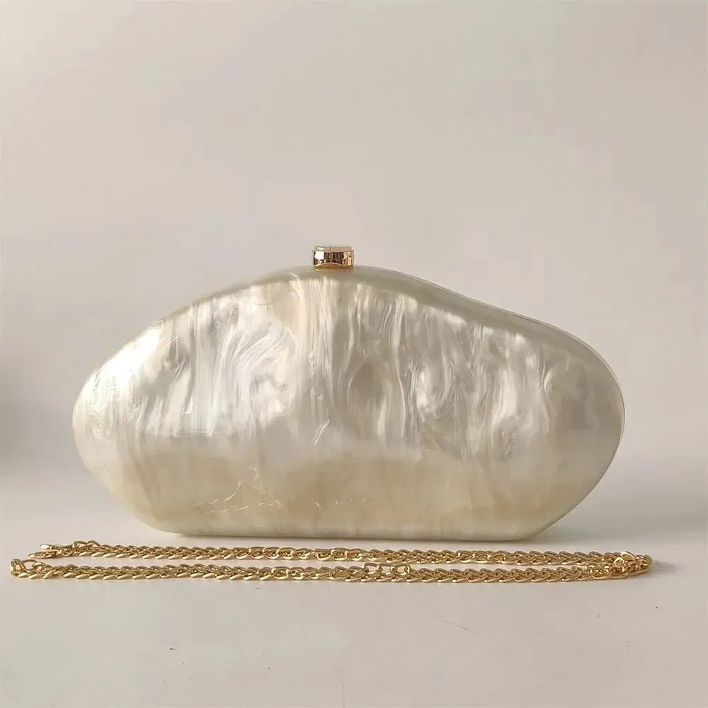 Acrylic Shell Evening Bag – Luxury Handmade Clutch Purse with Chain Strap for Women-Bag-Bennys Beauty World