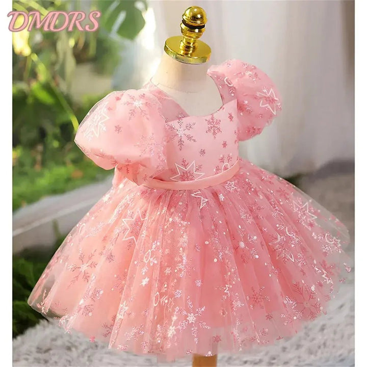 Girls Big Bow Flower Girl Dress – Baptism &amp; Wedding Gown - Bennys Beauty World