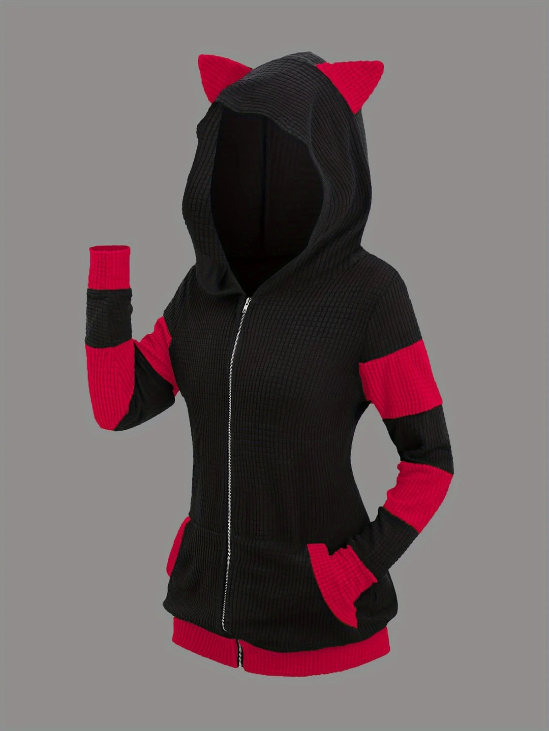 Women’s Cute Cat Ear Hooded Zip-Up Sweater Coat