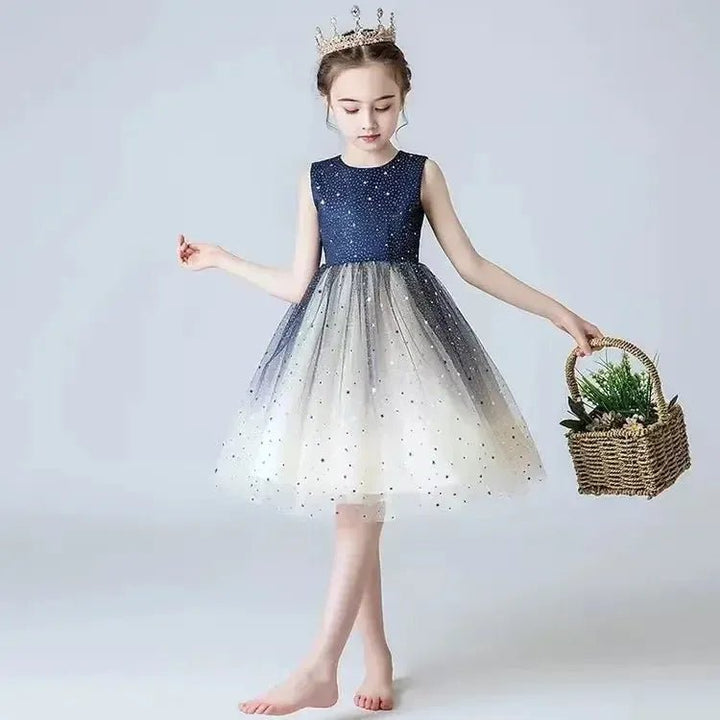 Girls Sequin Princess Dress – Sleeveless Formal Gown (Ages 3–14) - Bennys Beauty World