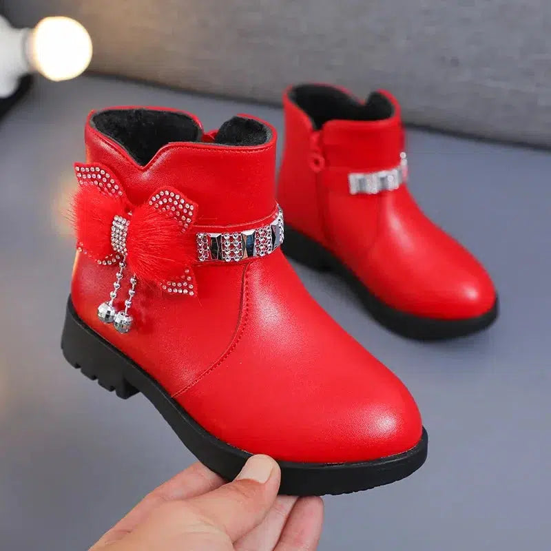 Girls Leather Ankle Boots Non-slip Shoes For Toddlers-Shoes-Bennys Beauty World