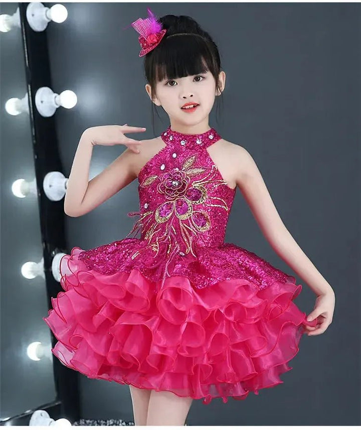 Girls Sequined Tutu Dance Dress – Princess Performance Costume for Kids - Bennys Beauty World