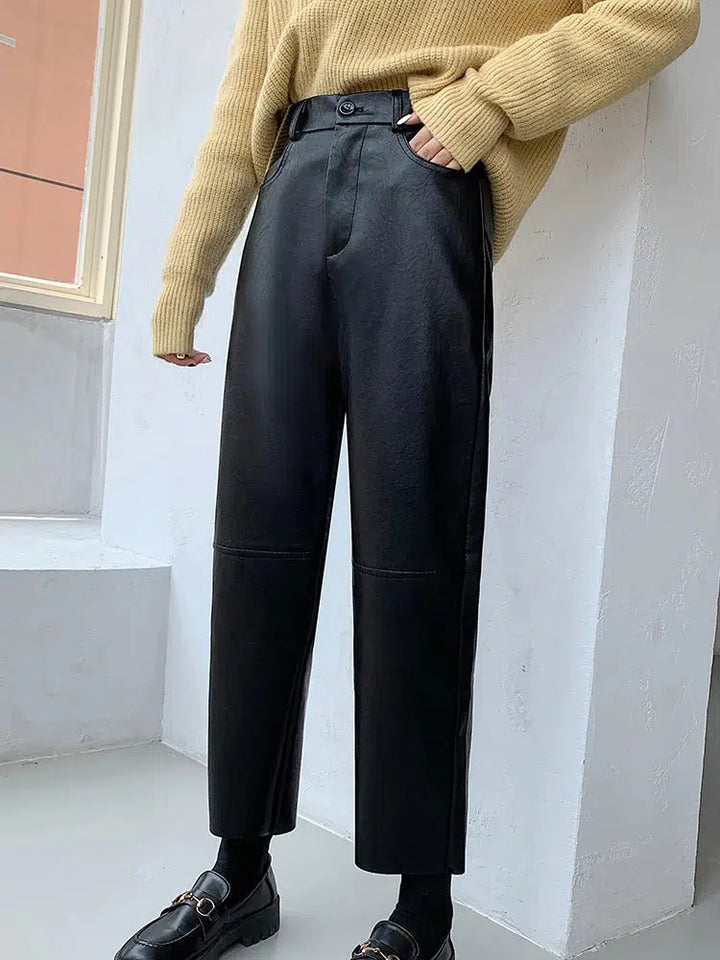 Fall and Winter PU Leather Trousers Pants For Women