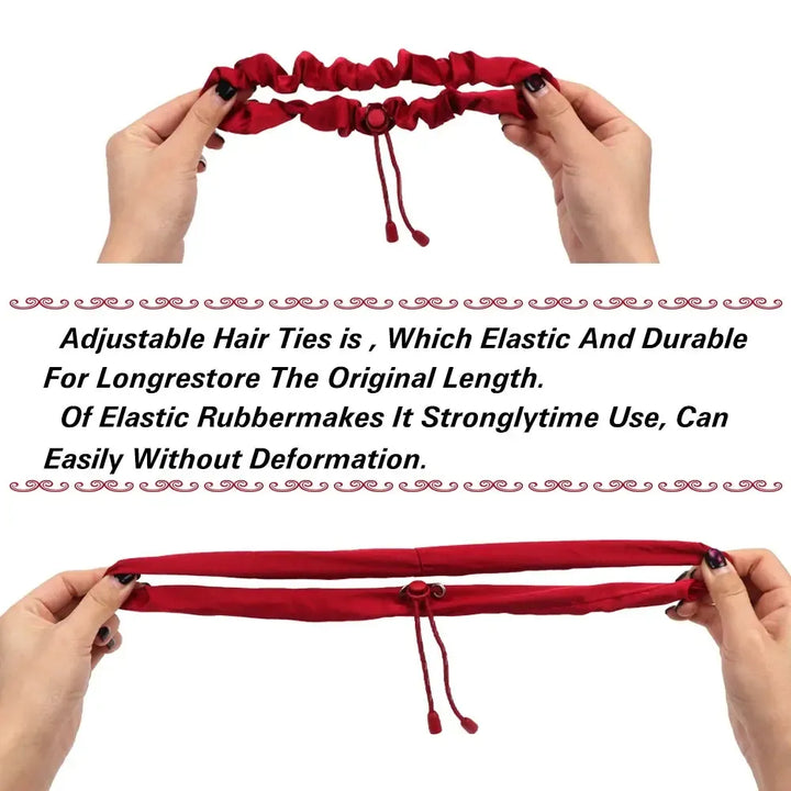 3pcs Adjustable Hair Rope Extra Length Scrunchie Elastic Tie No Slip Silky Satin Hair Loop Rubber Band-Bennys Beauty World