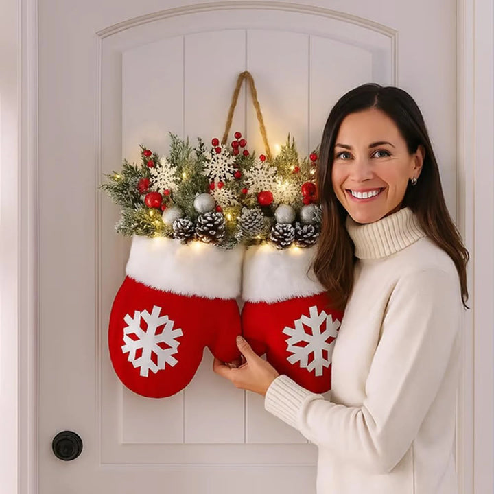 Christmas Garland Creative Glove-Shaped Simulated Flower Wreath