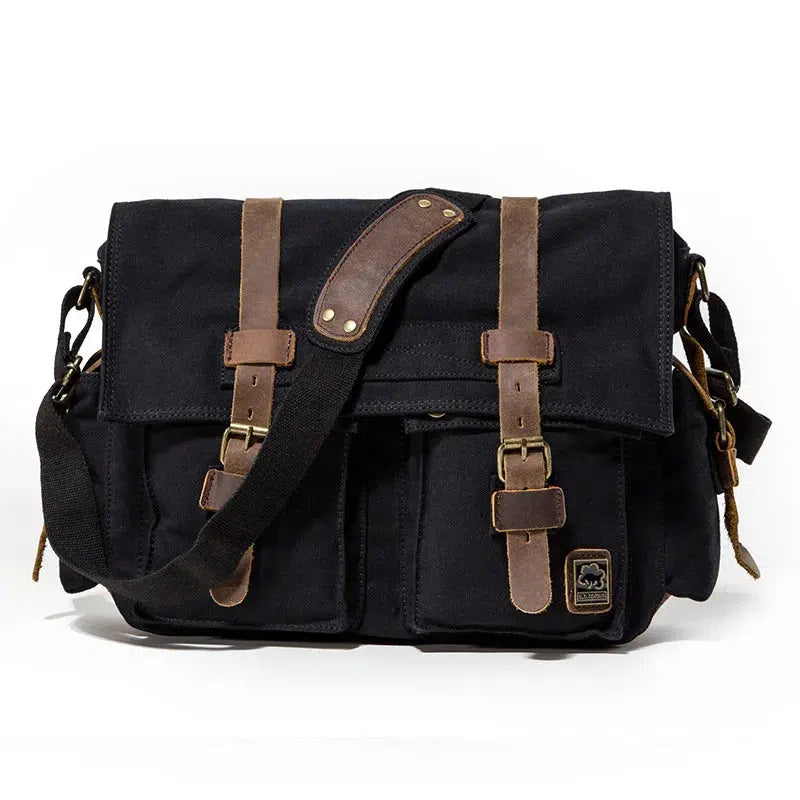 Fashion Vintage Leather Canvas Messenger Bag Cotton Canvas-bag-Bennys Beauty World