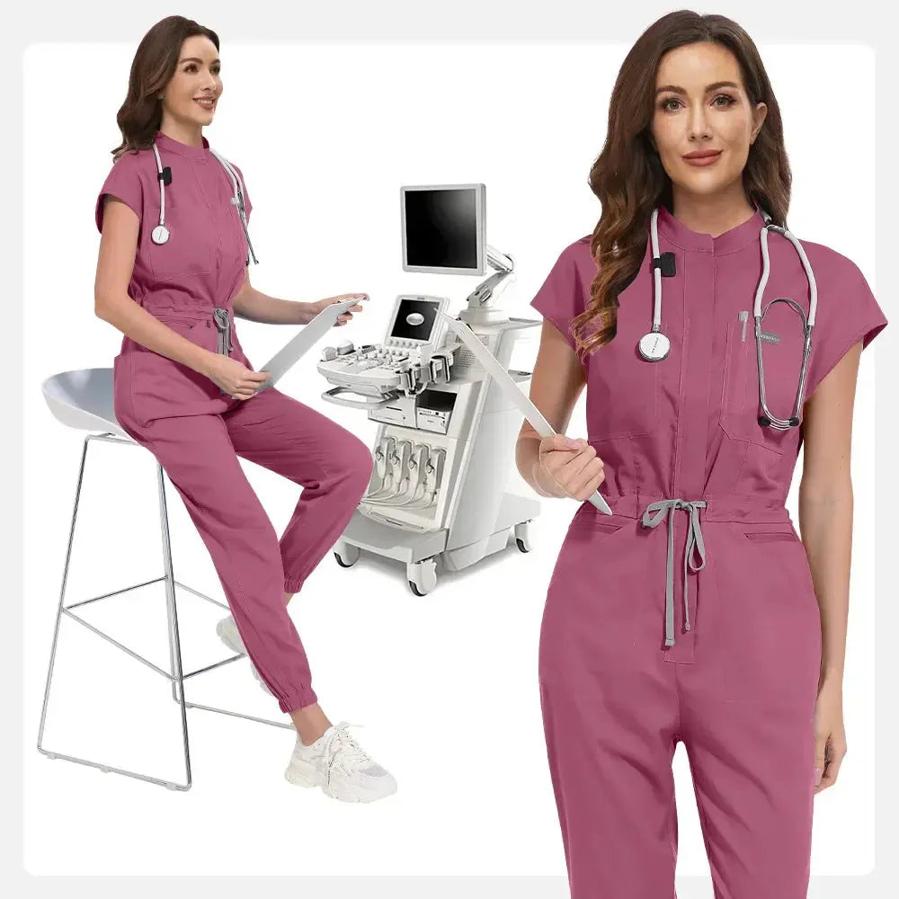 Multicolor Medical Scrub Jumpsuit for Women-Scrubs-Bennys Beauty World