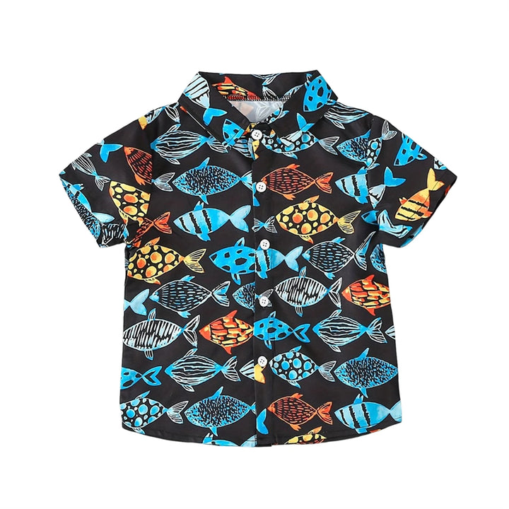 Boys Colorful Splash Ink Print Short Sleeve Shirt | Kids Casual Summer Top
