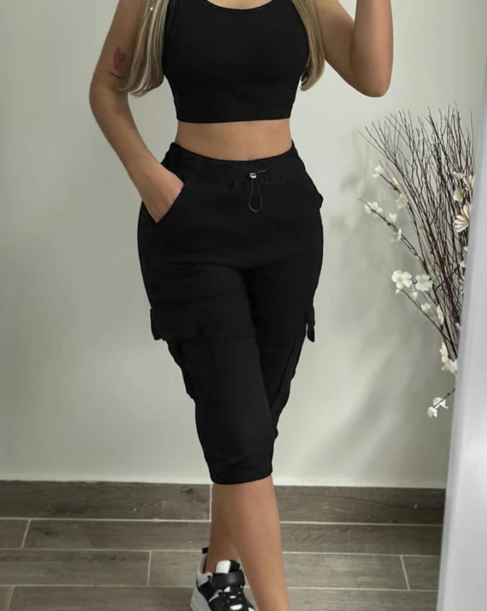 Women's Pants Summer Fashion Pocket Design
