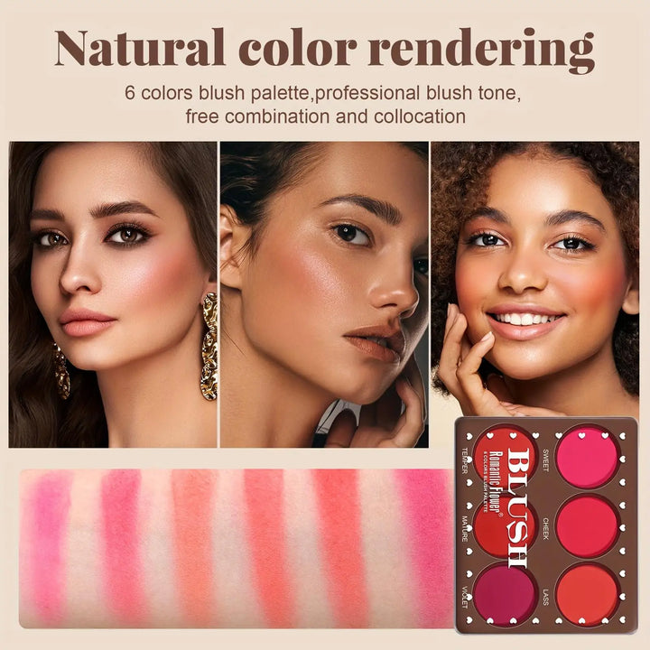 6 Colors Waterproof Matte Blush Palette
