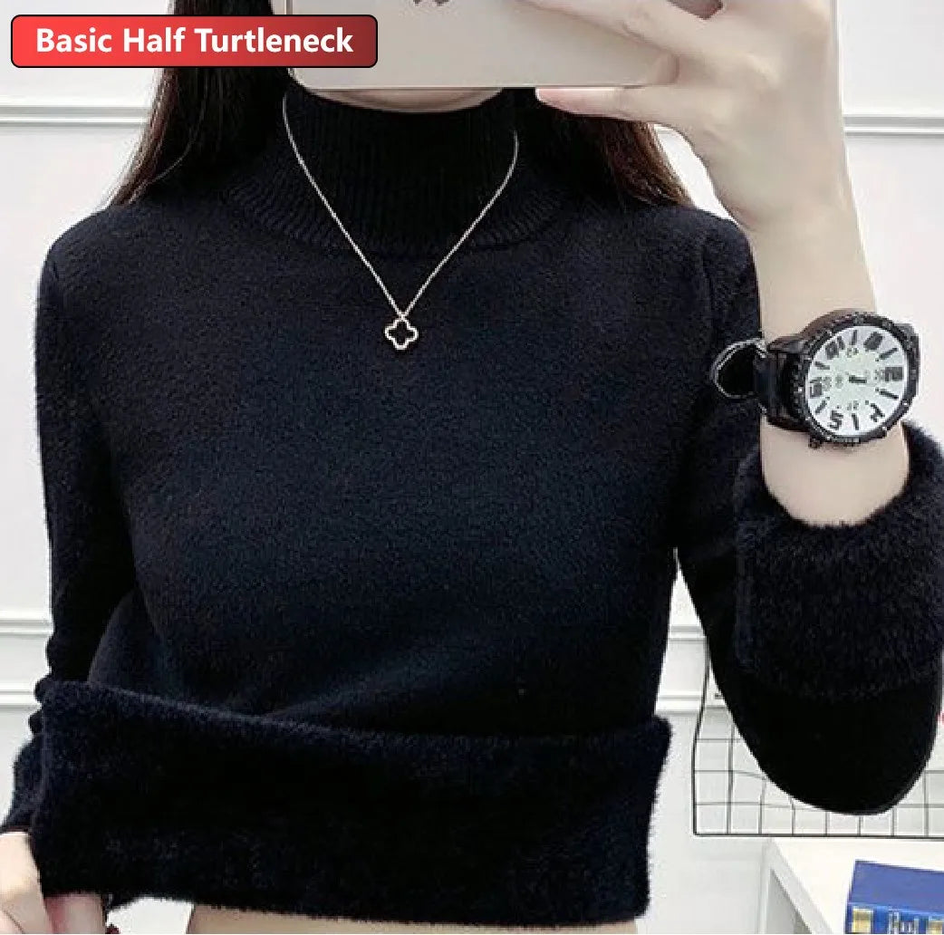 Women’s Turtleneck Velvet-Lined Winter Sweater